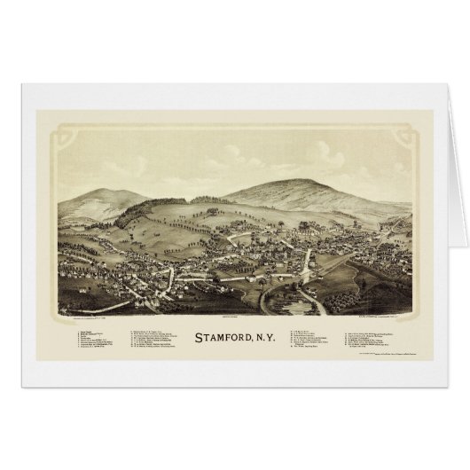 Stamford, NY Panoramic Map - 1890 Cards (Front Horizontal)