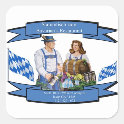 Stammtisch zum Bavarians Restaurant Square Sticker