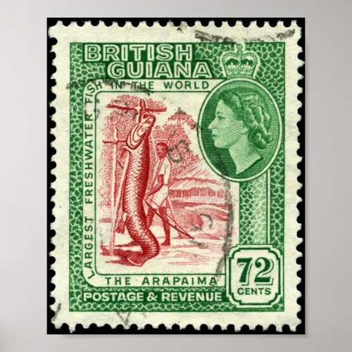 Stamp British Guiana 1954 72c Portfolio Poster