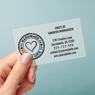 Stamp Circle - HANDMADE WITH LOVE - Heart 4 Clear Business Cards