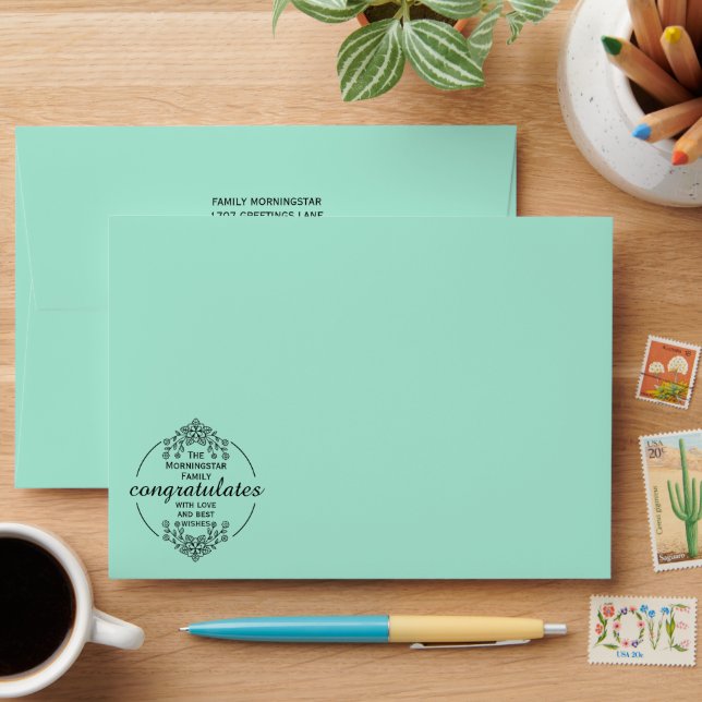 Stamp Circle - YOUR TEXT & IDEA - FLOWERS 9 Envelope (Desk)