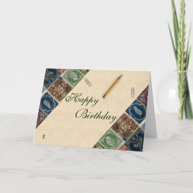 Stamp Collection Birthday Card (Front)