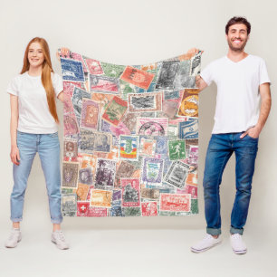Stamp Collection Blanket for Traveler Lovers