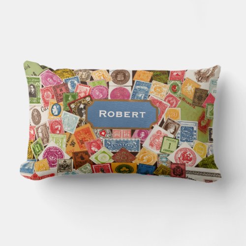 Stamp Collector Lumbar Pillow