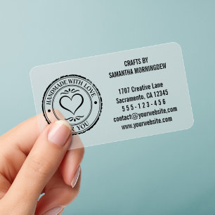 Stamp - HANDMADE WITH LOVE FOR YOU - Heart 1 Clear Business Cards