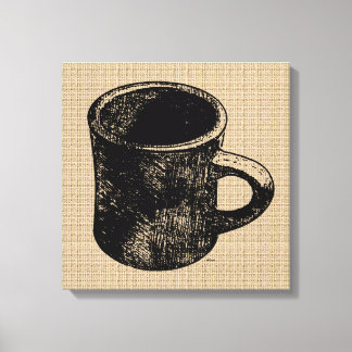 Stamp Look Mug on Canvas Print