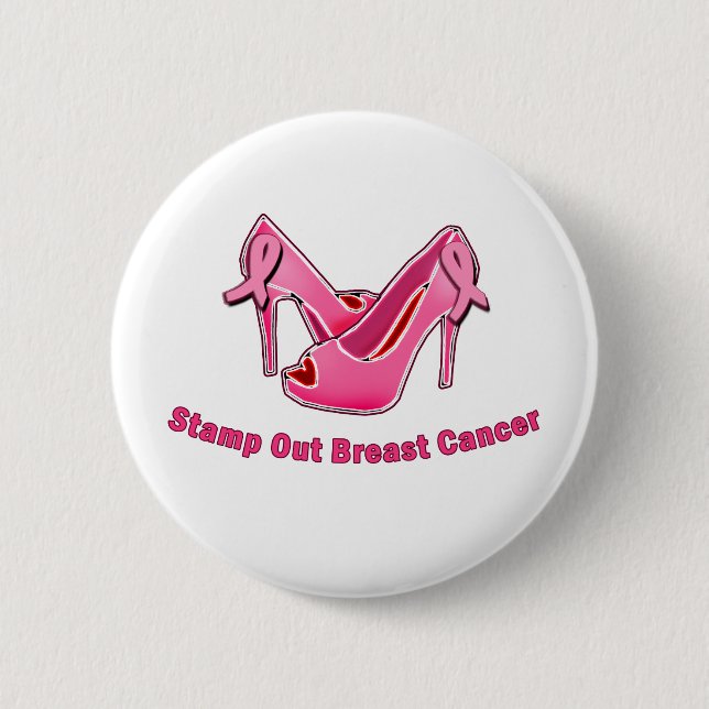 Stamp Out Breast Cancer Stilettos Pinback Button (Front)