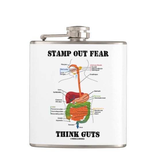 Stamp Out Fear Think Guts (Digestive System Humor) Hip Flask