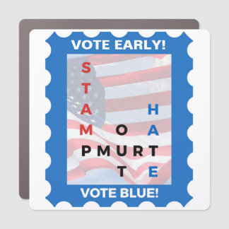 Stamp Out Hate magnetic bumper sticker - blue Car Magnet
