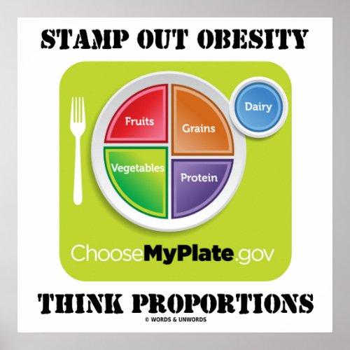 Stamp Out Obesity Think Proportions MyPlate Poster