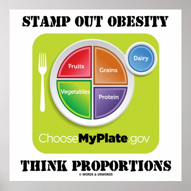 Stamp Out Obesity Think Proportions (MyPlate) Poster (Front)