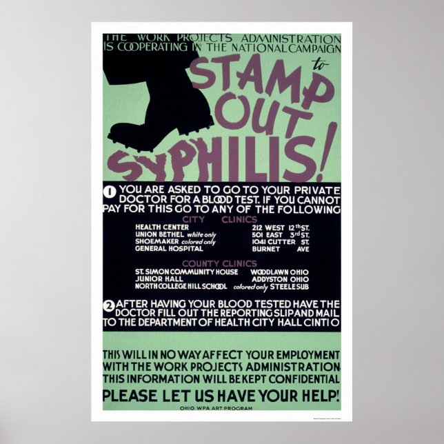 Stamp Out Syphilis 1940 WPA Poster (Front)