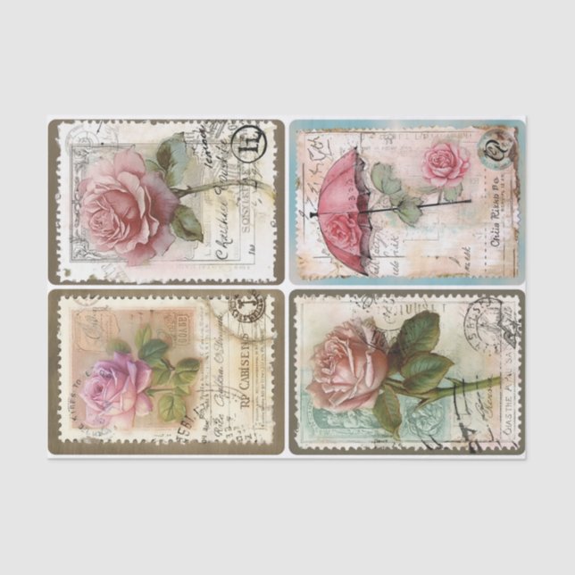Stamp Roses Tissue Paper (Front)