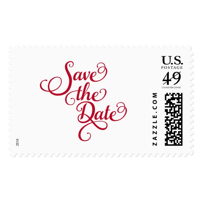Stamp Save the date, red text design, invitation