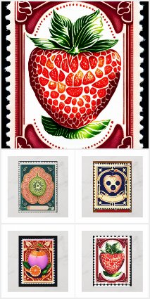 Stamp style postcard, Fruit, Postcrossing Postcard