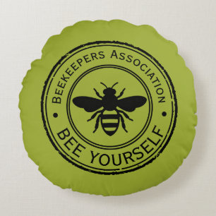 Stamp - YOUR TEXT - BEE 1 - Fan Fun Round Pillow
