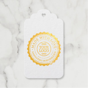Stamp - YOUR TEXT & LOGO 3 Foil Gift Tags