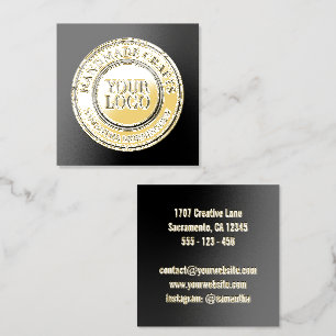 Stamp - YOUR TEXT & LOGO 4 Foil Spot Gloss Business Cards