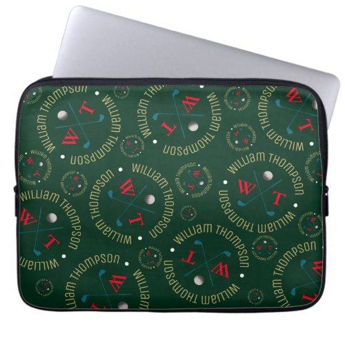 Stamped allover Sports Golf Clubs Pattern Laptop Sleeve