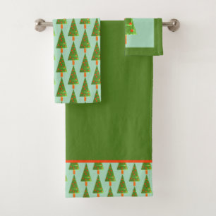 Stamped Christmas Pine Forest Bathroom Towel Set