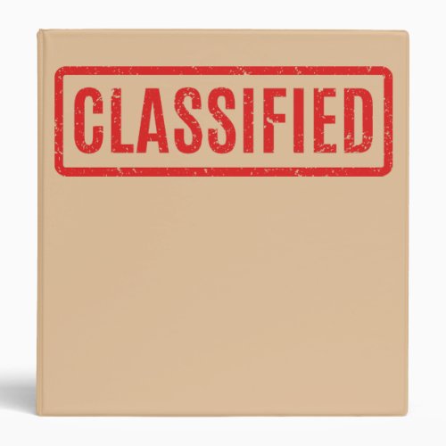 Stamped Classified 3 Ring Binder