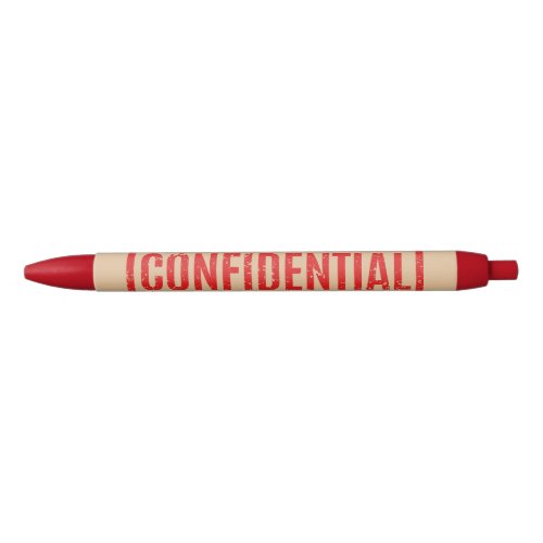 Stamped Confidential Black Ink Pen