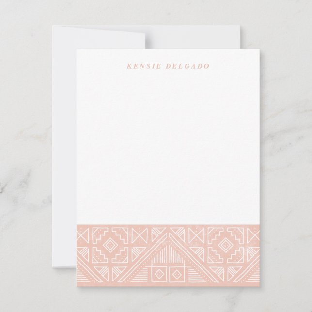 Stamped Geometric Stationery - Apricot Note Card (Front)