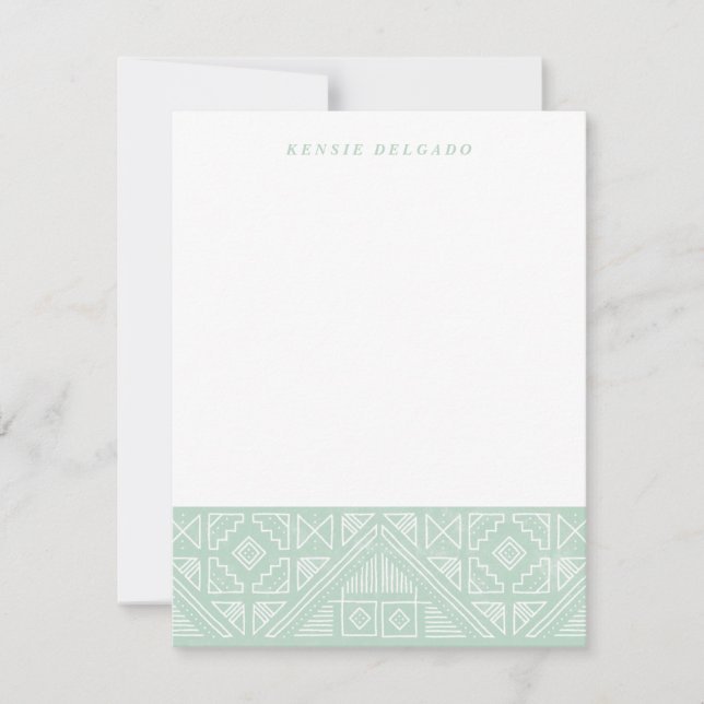 Stamped Geometric Stationery - Mint Note Card (Front)