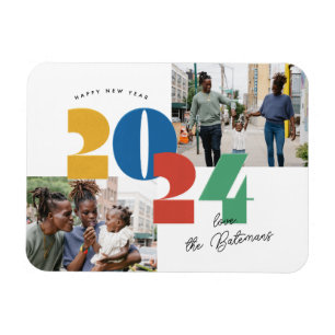 Stamped New Year Flat Photo Card Magnet