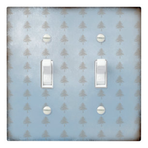 Stamped Pine Trees Pattern Light Blue Light Switch Cover