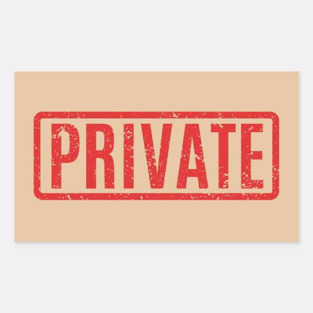 Stamped Private Rectangular Sticker (Front)