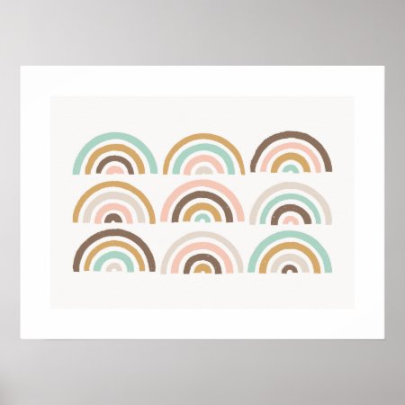 Stamped Rainbows Kids' Art Print - Coffee