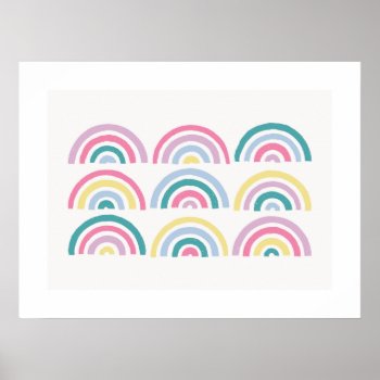 Stamped Rainbows Kids' Art Print - Teal by AmberBarkley at Zazzle