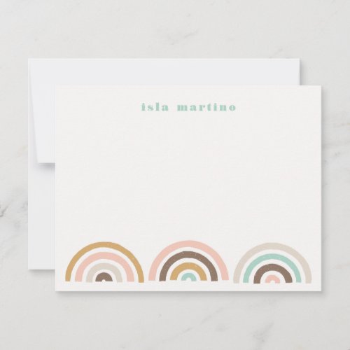 Stamped Rainbows Kids Stationery Card _ Coffee