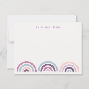 Stamped Rainbows Kids Stationery Card - Plum