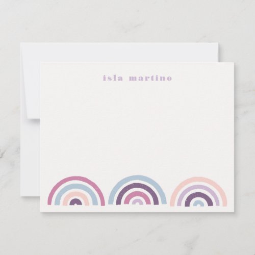 Stamped Rainbows Kids Stationery Card _ Plum