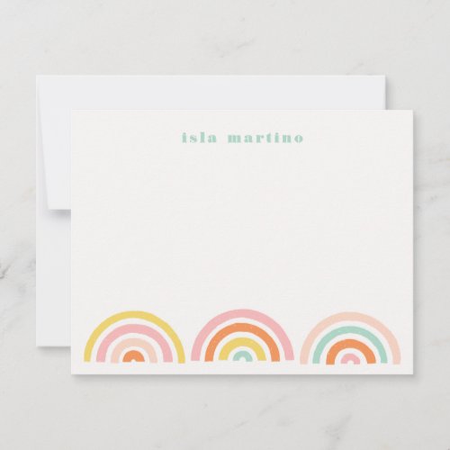 Stamped Rainbows Kids Stationery Card _ Tangerine