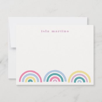 Stamped Rainbows Kids Stationery Card - Teal by AmberBarkley at Zazzle