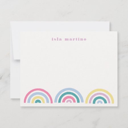 Stamped Rainbows Kids Stationery Card - Teal