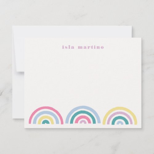 Stamped Rainbows Kids Stationery Card _ Teal