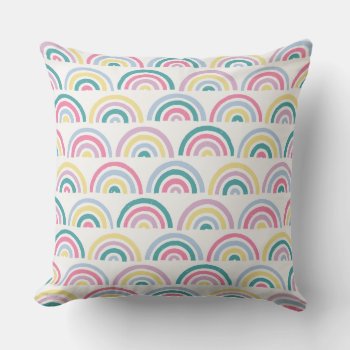Stamped Rainbows Kids' Throw Pillow - Teal by AmberBarkley at Zazzle