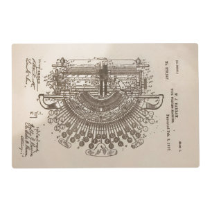Stamped Vintage Patent of the Typewriter Placemat