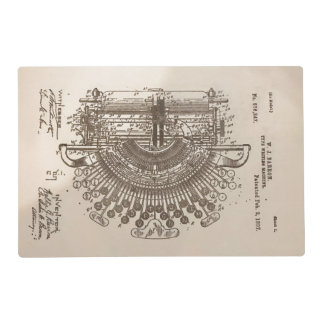 Stamped Vintage Patent of the Typewriter Placemat