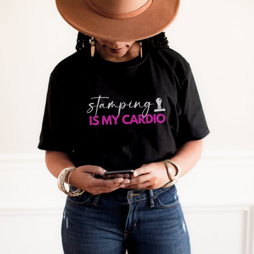 Stamping is my Cardio Pink Funny Notary Black T_Sh T_Shirt
