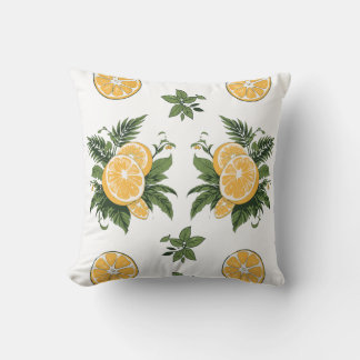 Stamping pattern lemon Lima Throw Pillow