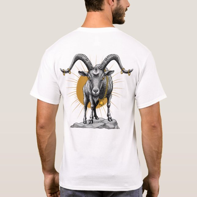 Stance of the Goat – Bold Artistic Animal Illustra T-Shirt (Back)