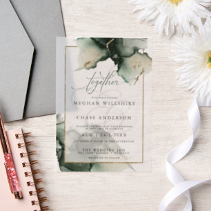 Stand Alone Modern Sage Green Vellum Invitation