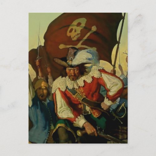 Stand and Deliver Pirate Art by NC Wyeth Postcard
