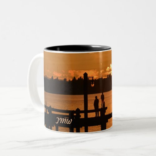 Stand and Watch the Sunset on the Lake Two_Tone Coffee Mug