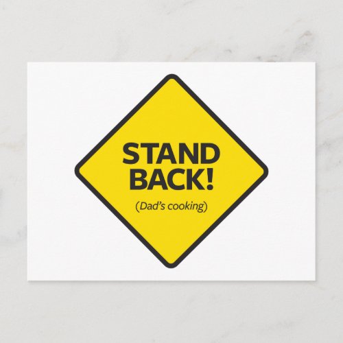Stand Back Dads Cooking Postcard